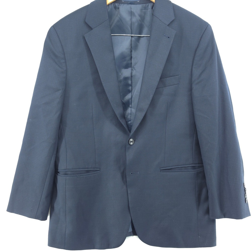 Jos A Bank Mens Blazer Wool Blend Navy Blue 40 Short Slim‎ Fit Stretch 2 Button
